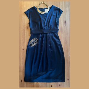 J.Crew Navy Blue V-Neck Sleeveless Satin Dress. Sz 2